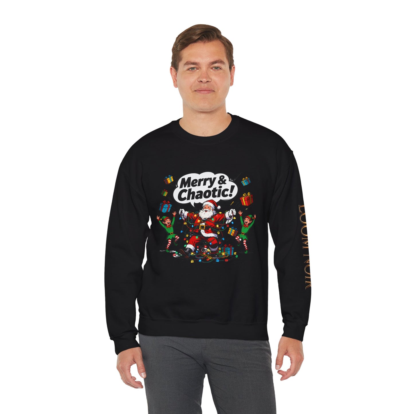 Merry & Chaotic Santa Christmas Crewneck Sweatshirt