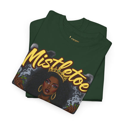 Mistletoe & Mary Jane Holiday Cannabis T-Shirt | Festive Weed Tee