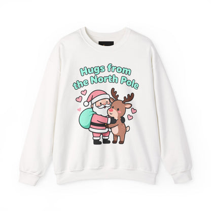 Christmas Sweatshirt Santa & Reindeer - Holiday Crewneck | Loom Noir
