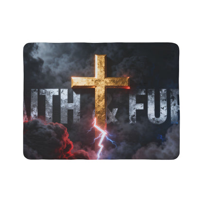Faithful Cross Sherpa Blanket | Christian Inspirational Throw