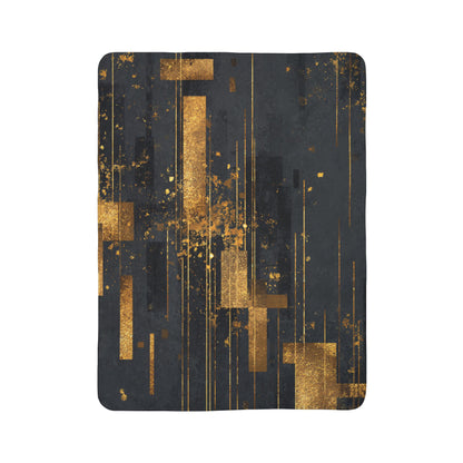 Gold Geometric Sherpa Blanket — Modern Luxe Fleece Throw