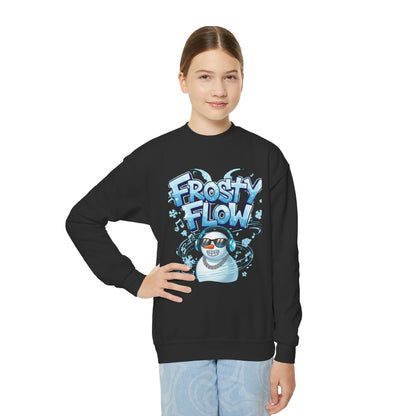 Frosty Flow Youth Sweatshirt - Kids Snowman Pullover | Loom Noir
