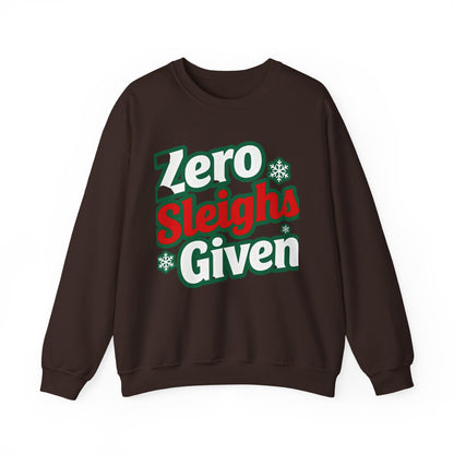 Zero Sleighs Given Sweatshirt - Funny Christmas Crewneck | Loom Noir