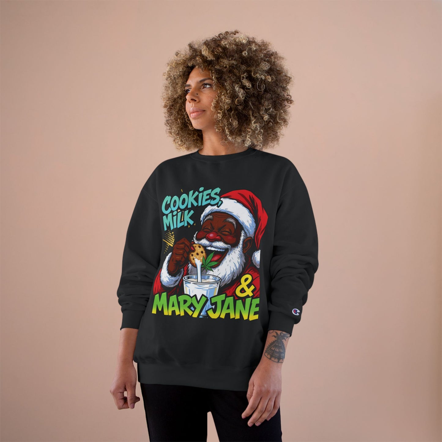 Cookies Milk & Mary Jane Sweatshirt - Funny Holiday Crewneck | Loom Noir