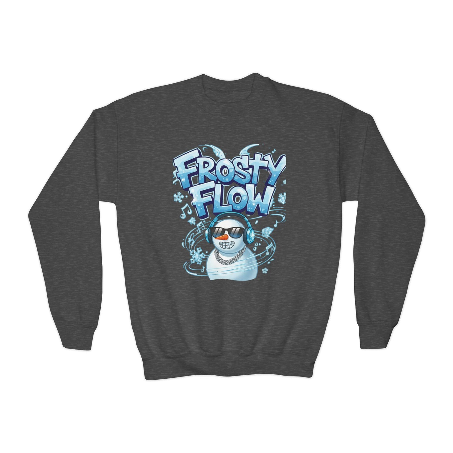 Frosty Flow Youth Sweatshirt - Kids Snowman Pullover | Loom Noir