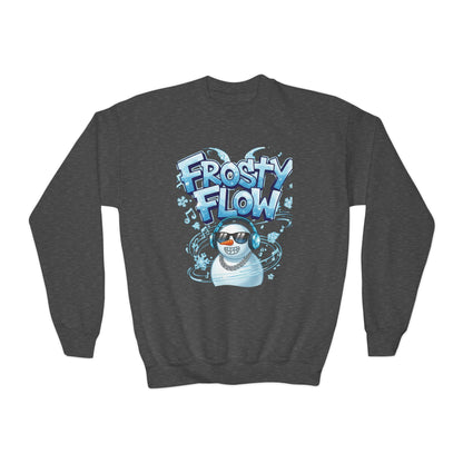 Frosty Flow Youth Sweatshirt - Kids Snowman Pullover | Loom Noir