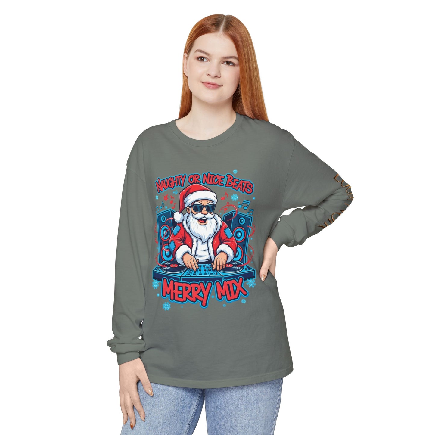 DJ Santa Long Sleeve Shirt | Naughty or Nice Beats Christmas Tee