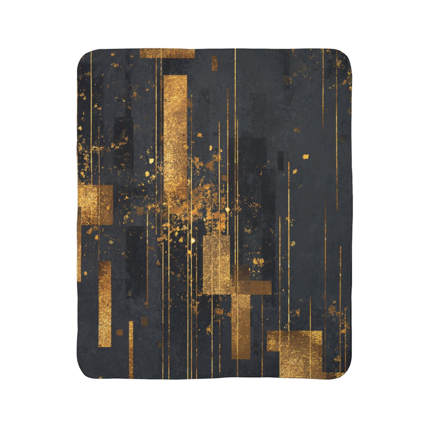 Gold Geometric Sherpa Blanket — Modern Luxe Fleece Throw