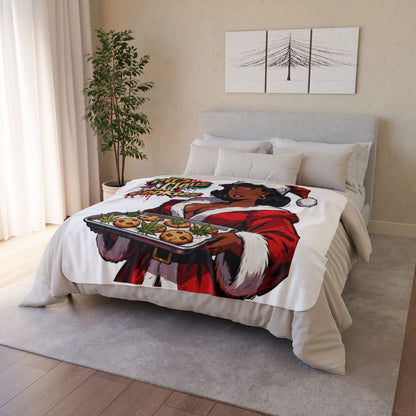 Mrs. Claus Got Cookies Sherpa Blanket | Retro Pinup Holiday Throw