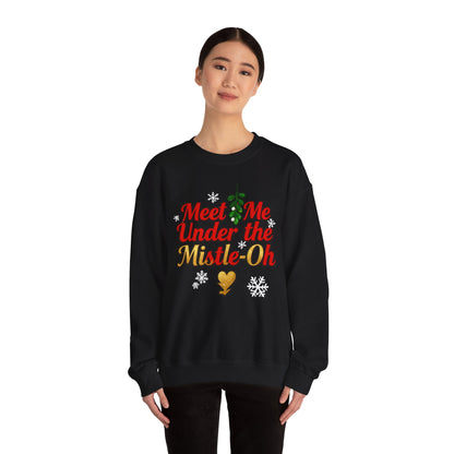 Meet Me Under the Mistle-OH Sweatshirt - Funny Christmas Crewneck | Loom Noir