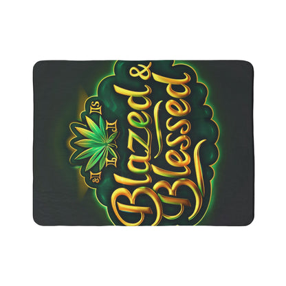 Blazed & Blessed Sherpa Blanket | Cannabis-Themed Fleece Throw