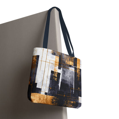 Modern Gold & Navy Tote Bag - Stylish Shopping Bag | Loom Noir