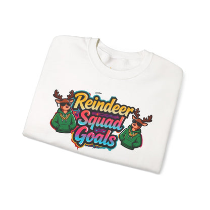 Reindeer Squad Goals Sweatshirt - Funny Christmas Crewneck | Loom Noir