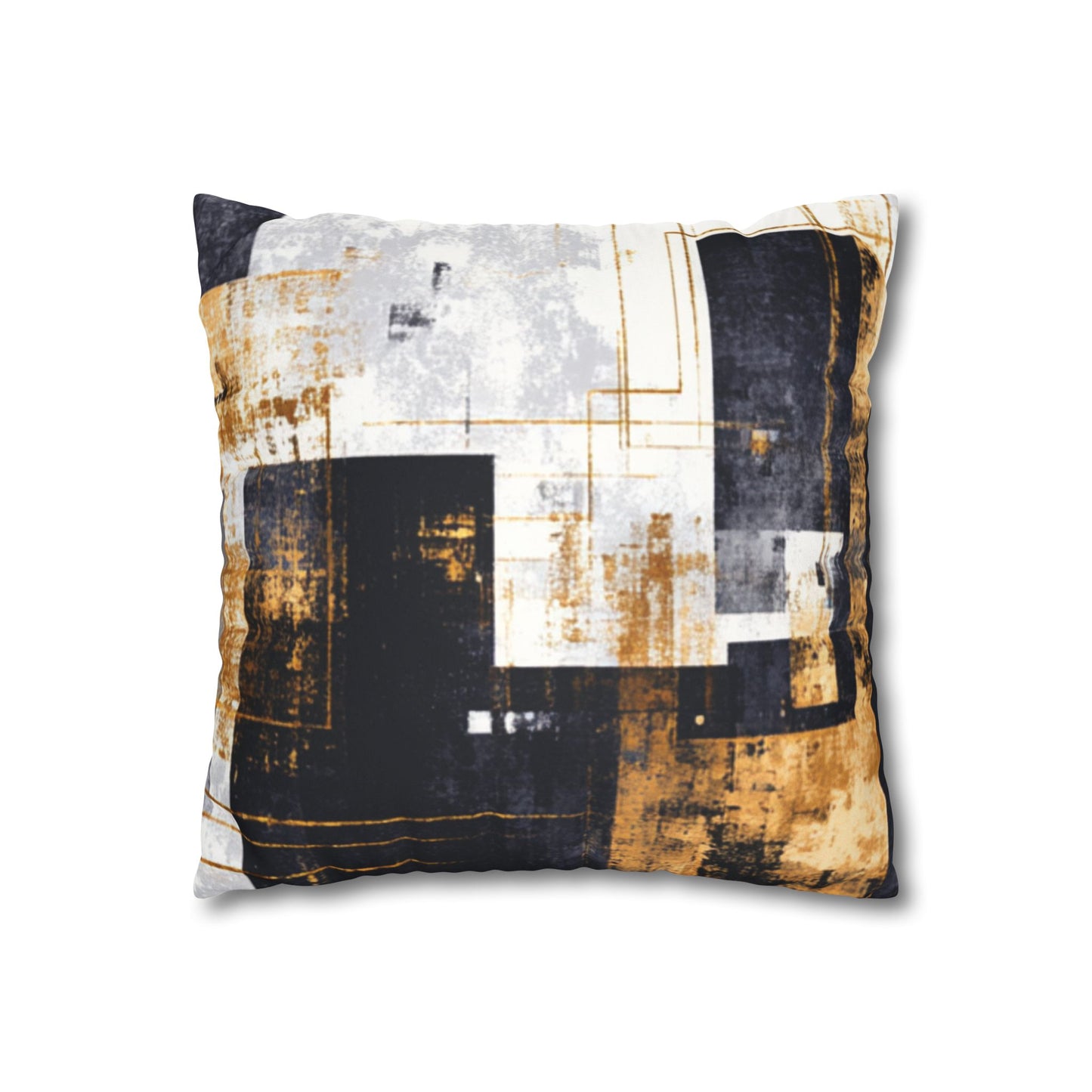Abstract Gold & Charcoal Faux Suede Pillowcase — Luxury Accent Pillow | Loom Noir