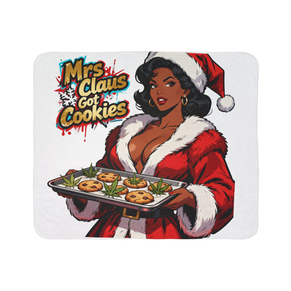 Mrs. Claus Got Cookies Sherpa Blanket | Retro Pinup Holiday Throw