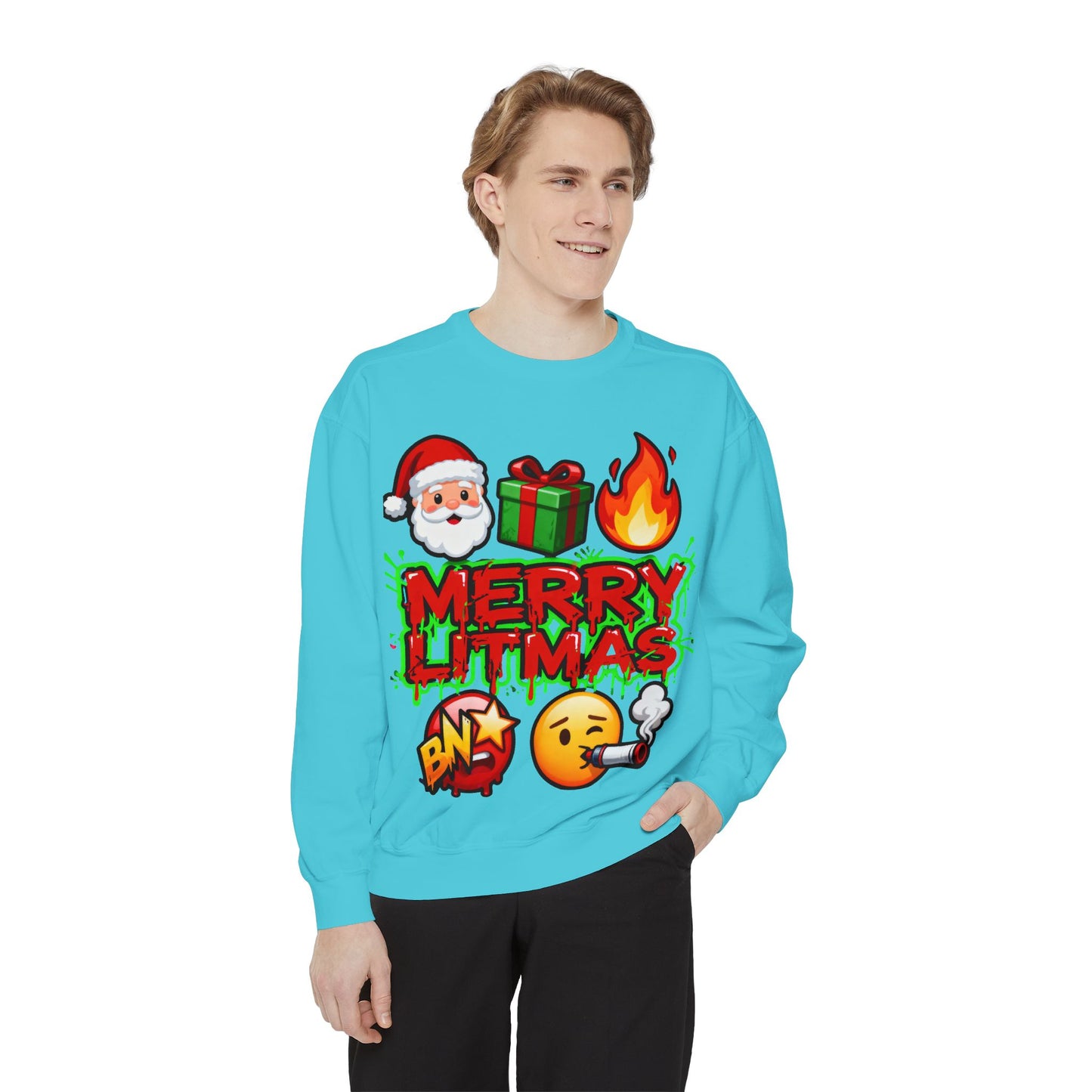 Funny Christmas Emoji Sweatshirt - Festive Holiday Crewneck | Loom Noir