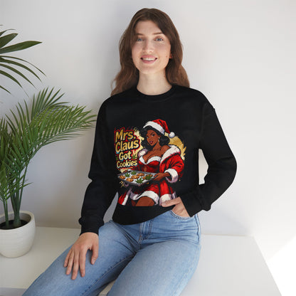 Mrs. Claus Got Cookies Sweatshirt - Retro Pinup Christmas Crewneck | Loom Noir