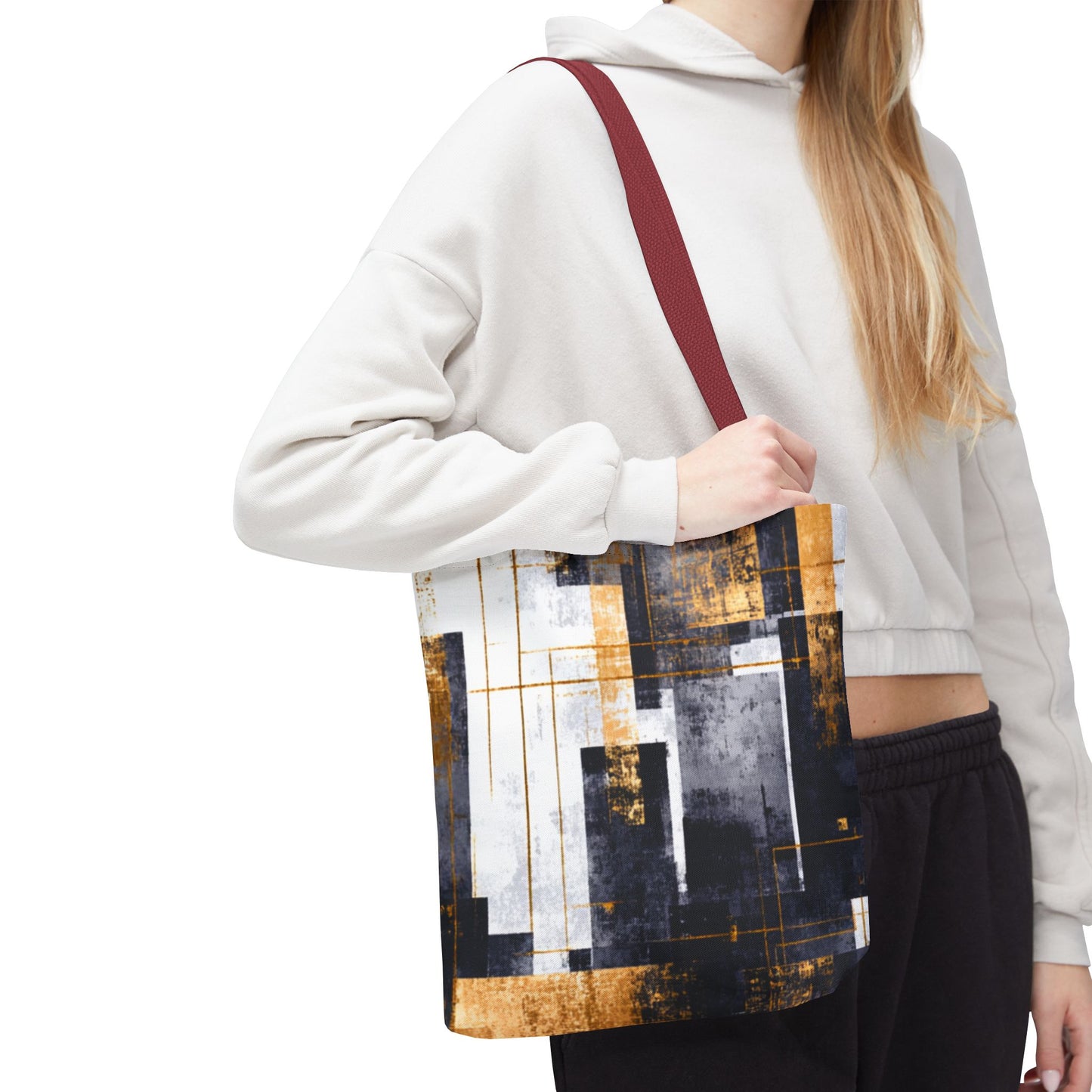 Modern Gold & Navy Tote Bag - Stylish Shopping Bag | Loom Noir