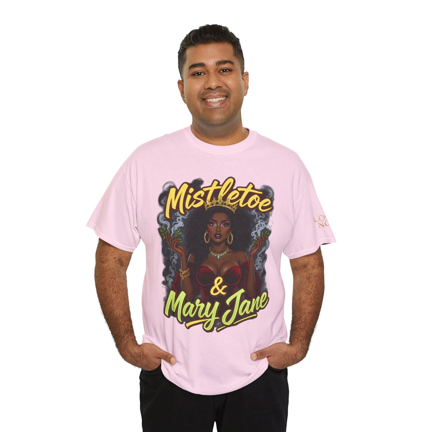 Mistletoe & Mary Jane Holiday Cannabis T-Shirt | Festive Weed Tee