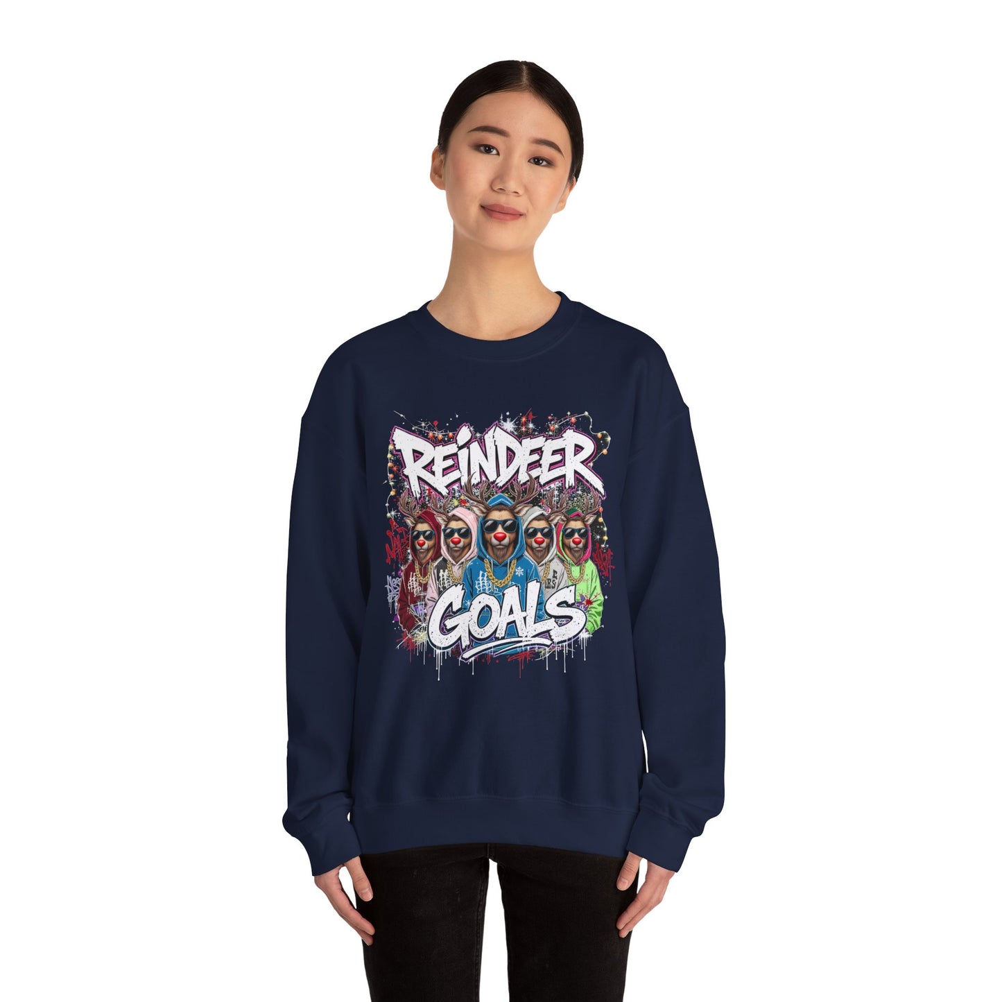 Reindeer Goals Sweatshirt - Funny Christmas Holiday Crewneck | Loom Noir