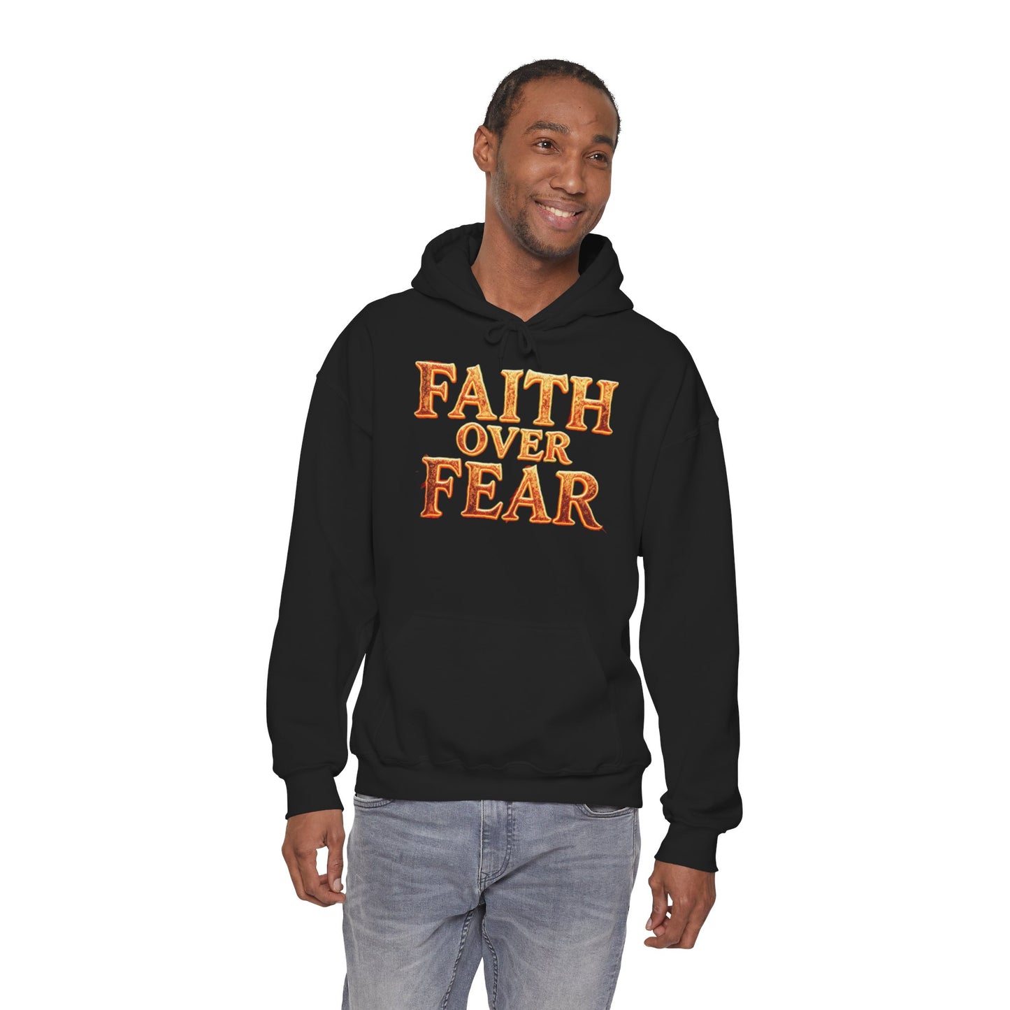 Faith Over Fear Hoodie Pullover - Christian Streetwear | Loom Noir
