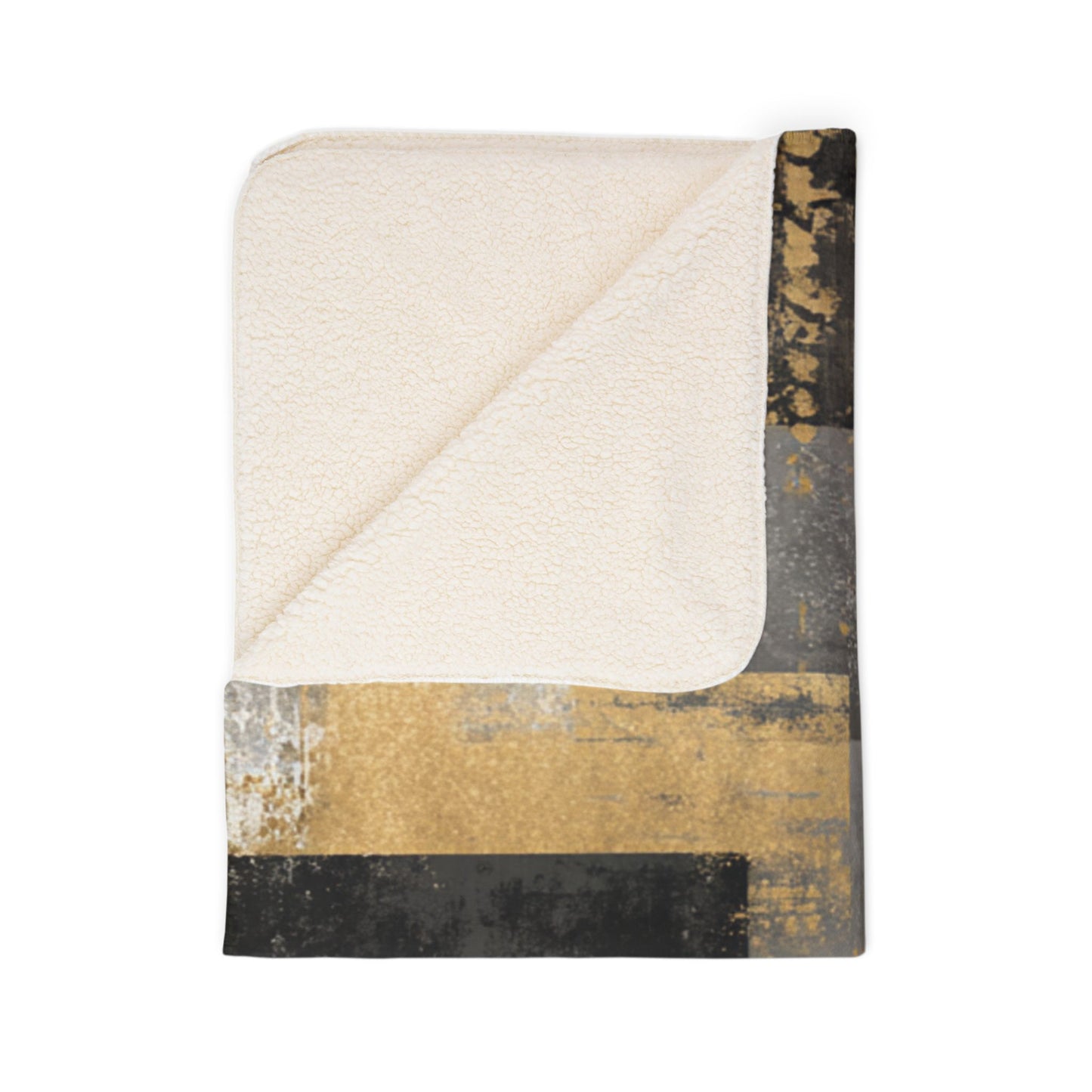 Modern Abstract Geometric Sherpa Blanket | Gold Gray Black Throw
