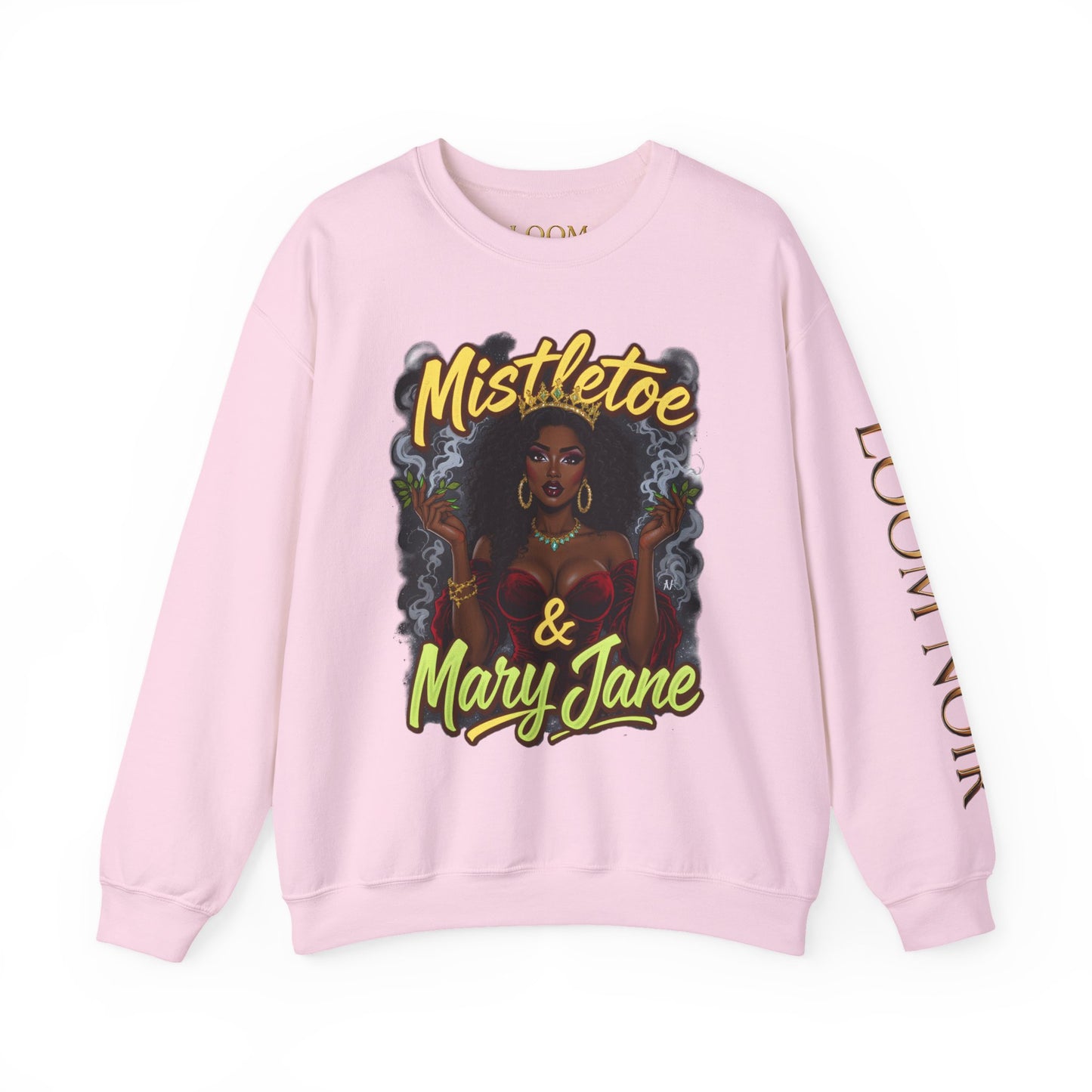 Mistletoe & Mary Jane Crewneck | Cannabis Holiday Sweatshirt