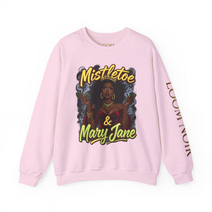 Mistletoe & Mary Jane Crewneck | Cannabis Holiday Sweatshirt