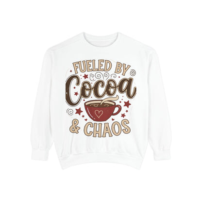 Fueled by Cocoa & Chaos Sweatshirt - Cozy Hot Cocoa Pullover | Loom Noir