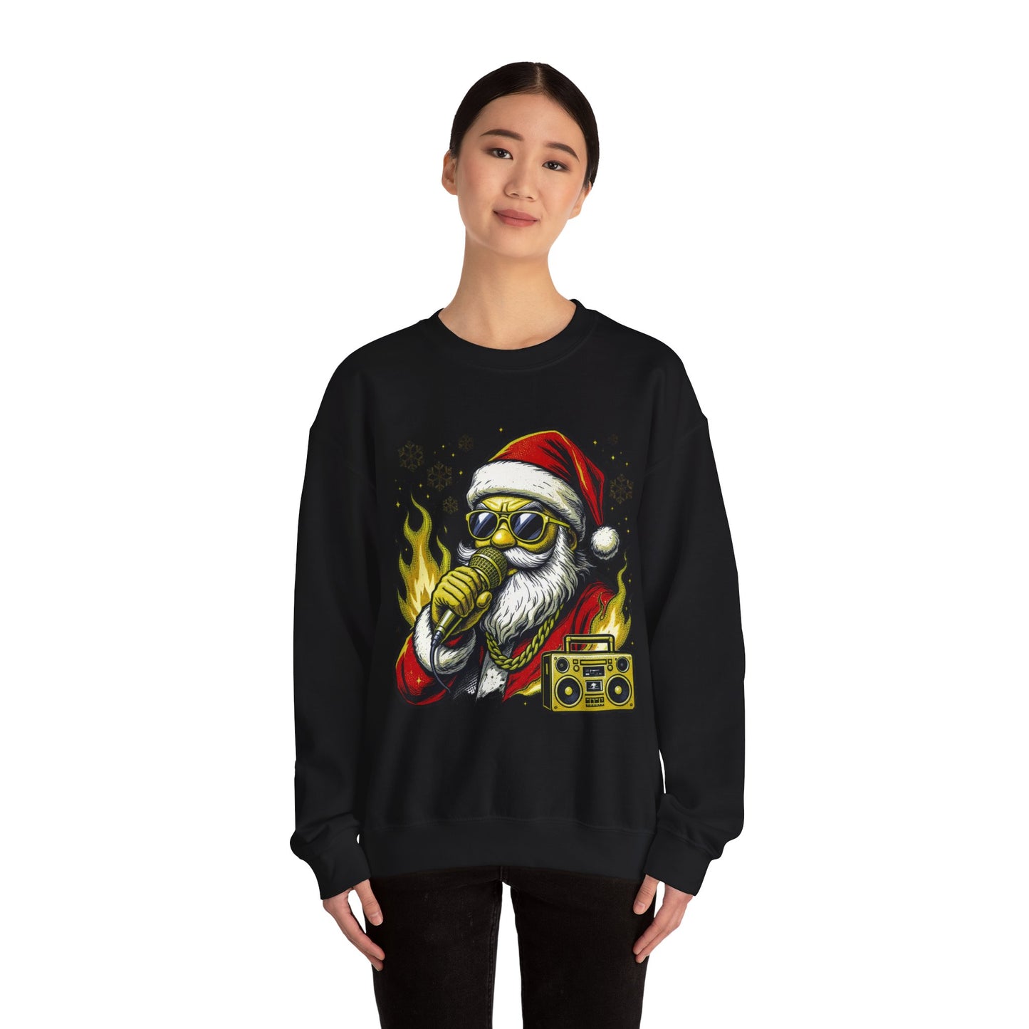 Santa Rapper Holiday Sweatshirt - Hip Hop Christmas Crewneck | Loom Noir