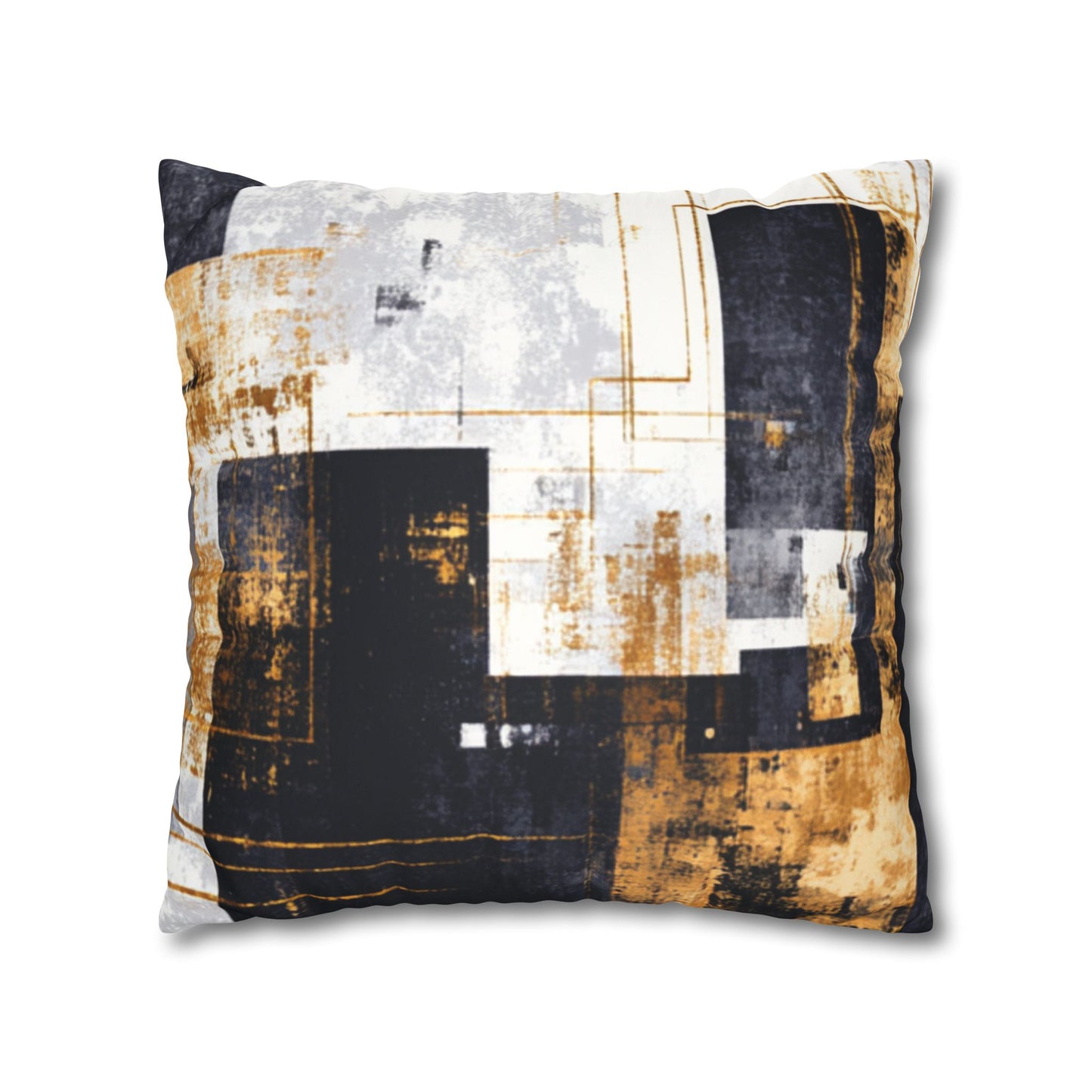 Abstract Gold & Charcoal Faux Suede Pillowcase — Luxury Accent Pillow | Loom Noir