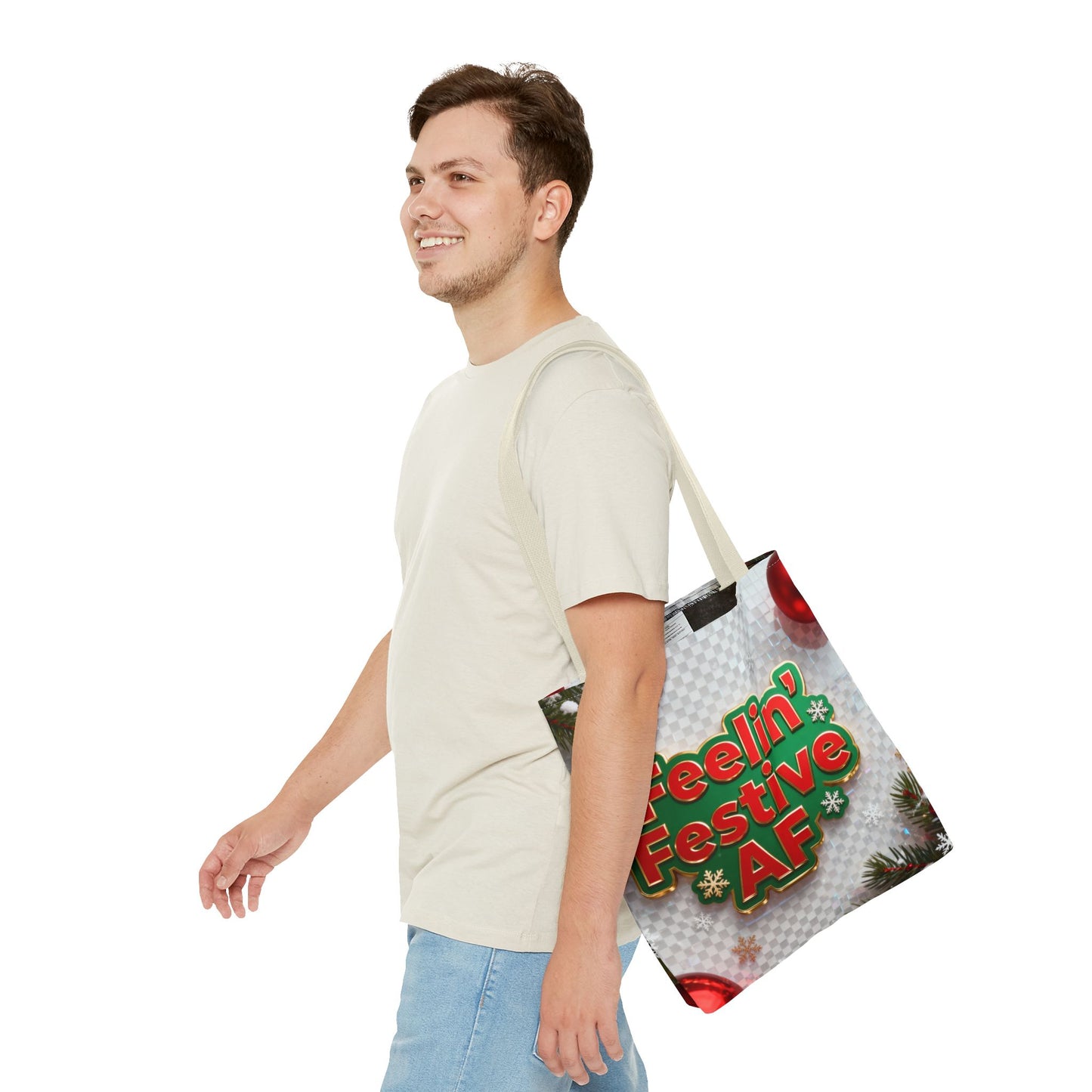 Feelin' Festive AF Tote Bag - Holiday Shopping Bag | Loom Noir