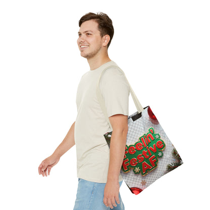 Feelin' Festive AF Tote Bag - Holiday Shopping Bag | Loom Noir