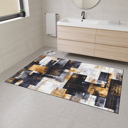 Abstract Industrial Heavy-Duty Floor Mat — Modern Geometric Entrance Rug | Loom Noir