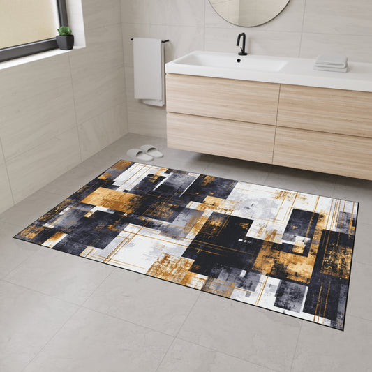 Abstract Industrial Heavy-Duty Floor Mat — Modern Geometric Entrance Rug | Loom Noir