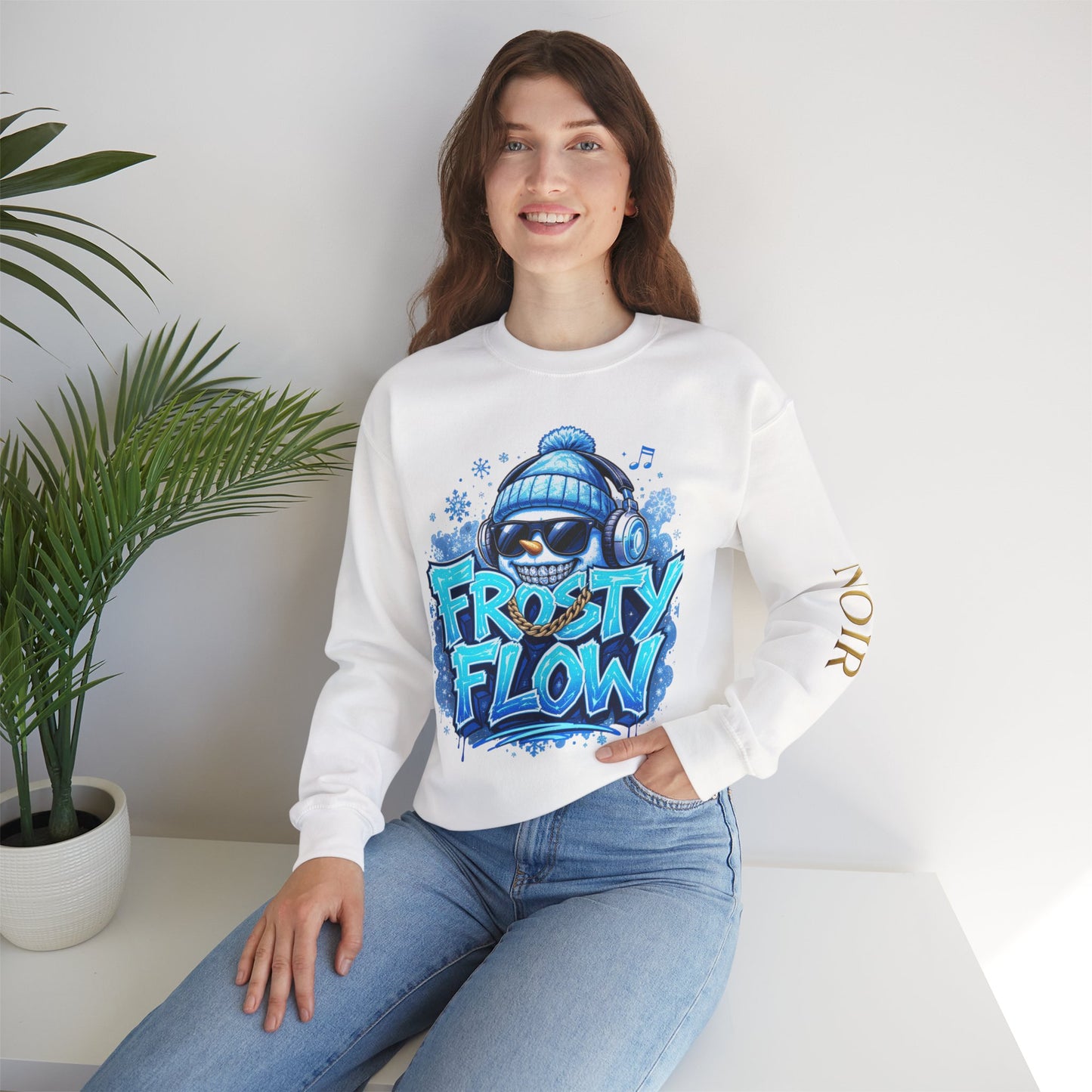 Frosty Flow Sweatshirt - Unisex Snowman Crewneck | Loom Noir