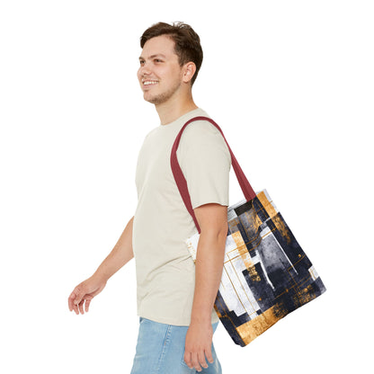 Modern Gold & Navy Tote Bag - Stylish Shopping Bag | Loom Noir