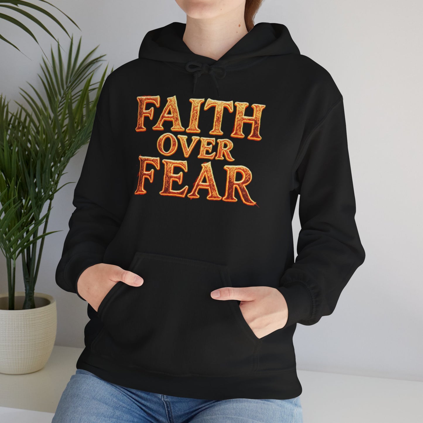 Faith Over Fear Hoodie Pullover - Christian Streetwear | Loom Noir