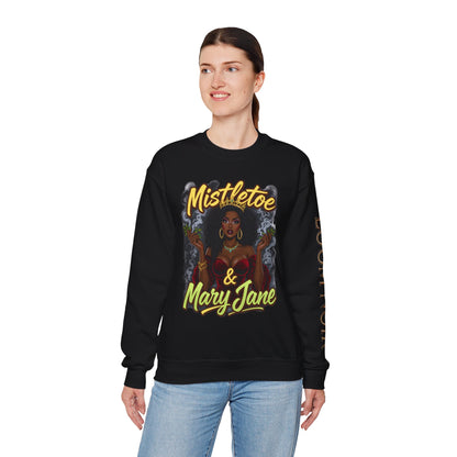 Mistletoe & Mary Jane Crewneck | Cannabis Holiday Sweatshirt