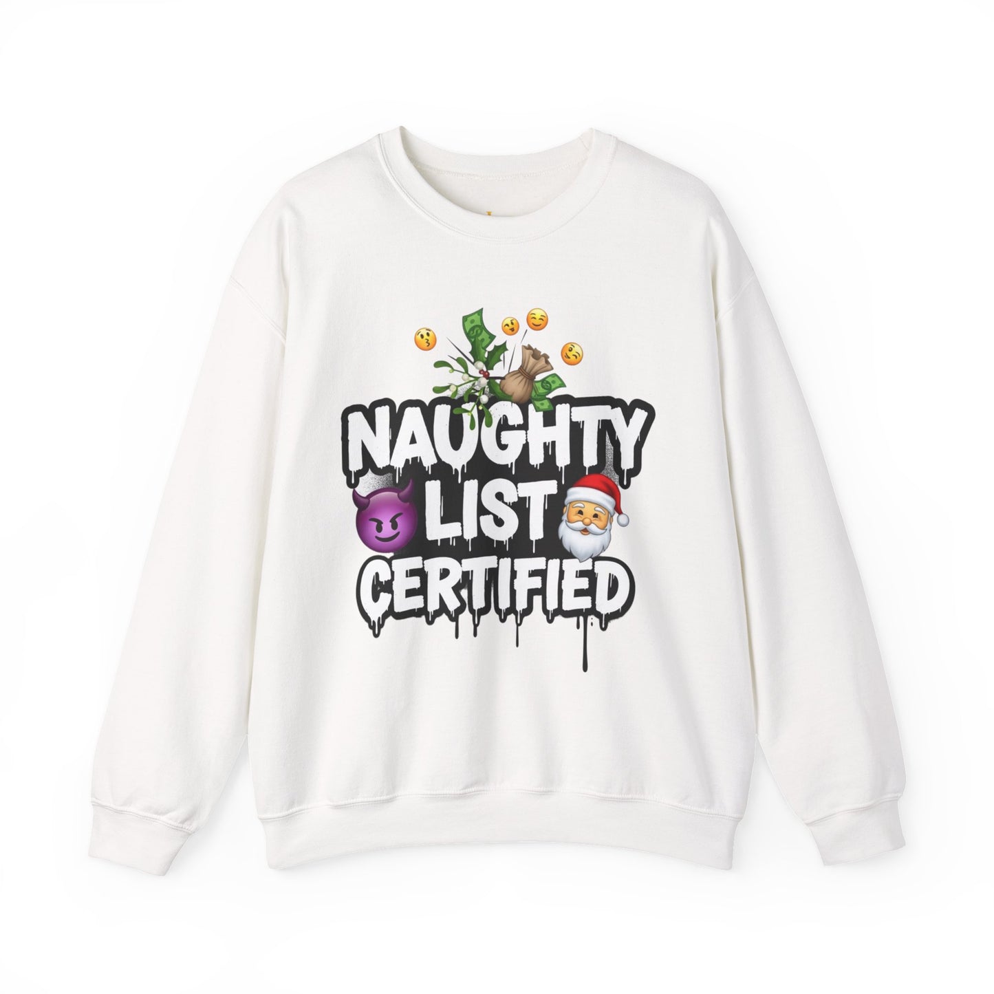 Naughty List Certified Sweatshirt - Funny Christmas Crewneck | Loom Noir