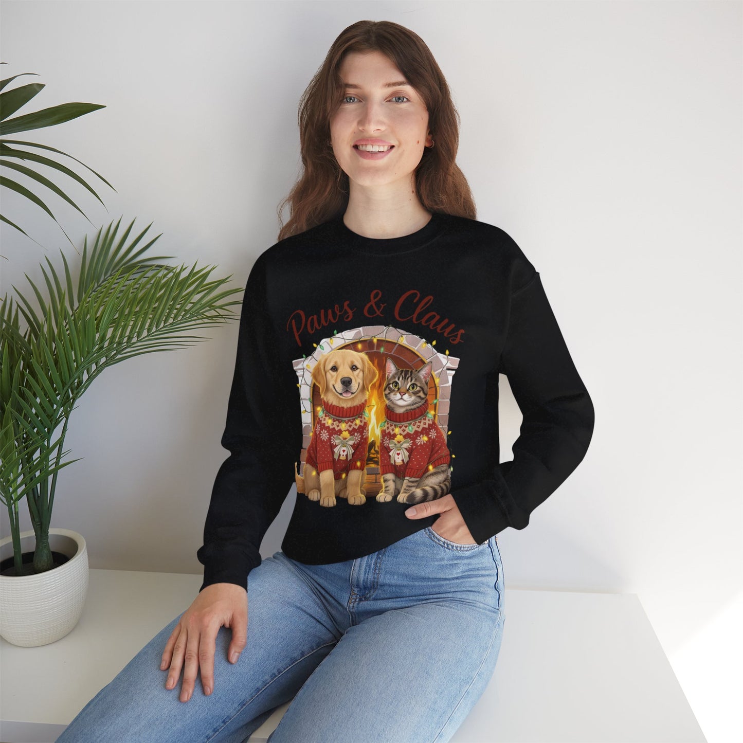 Christmas Paws & Claus Sweatshirt - Holiday Pet Lover Gift | Loom Noir