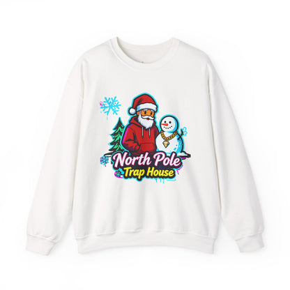 North Pole Trap House Sweatshirt - Funny Santa Christmas Crewneck | Loom Noir
