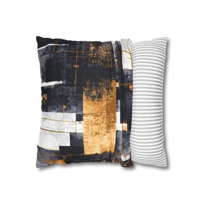 Abstract Gold & Charcoal Faux Suede Pillowcase — Luxury Accent Pillow | Loom Noir