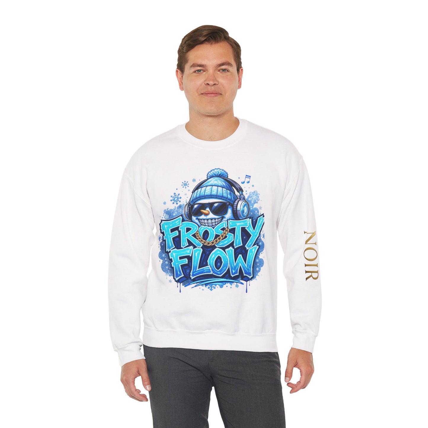 Frosty Flow Sweatshirt - Unisex Snowman Crewneck | Loom Noir