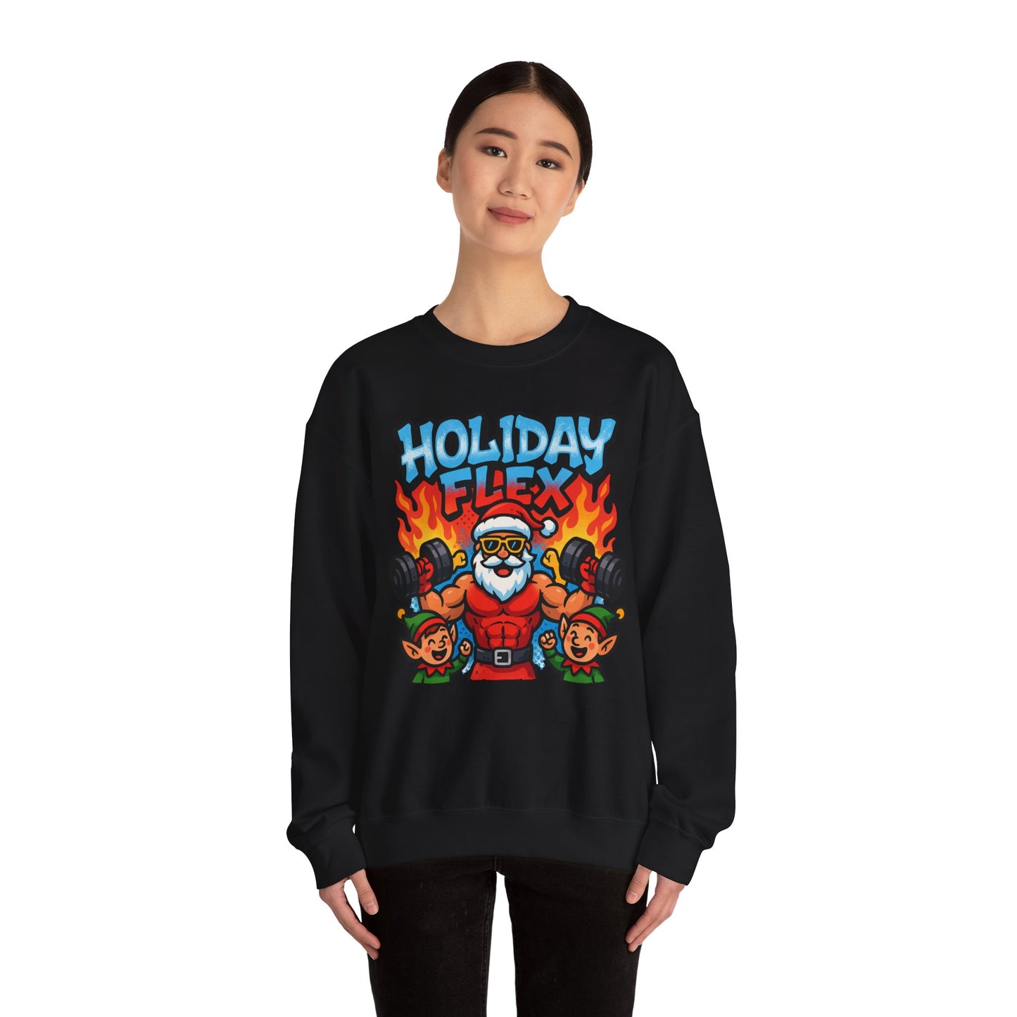 Holiday Flex Fit Santa Sweatshirt - Funny Christmas Crewneck | Loom Noir
