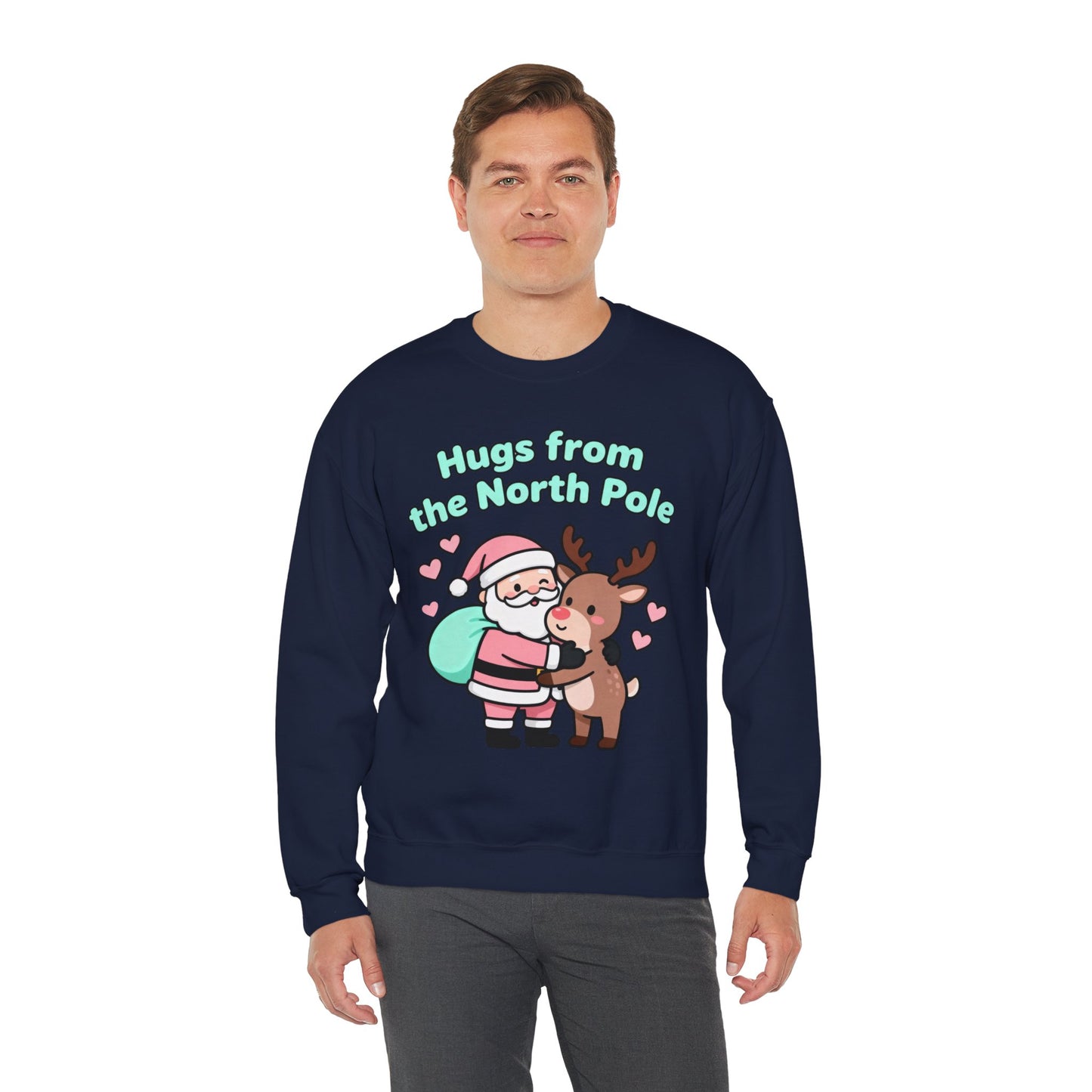Christmas Sweatshirt Santa & Reindeer - Holiday Crewneck | Loom Noir