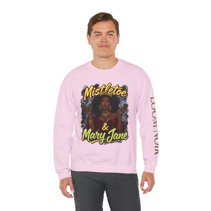 Mistletoe & Mary Jane Crewneck | Cannabis Holiday Sweatshirt