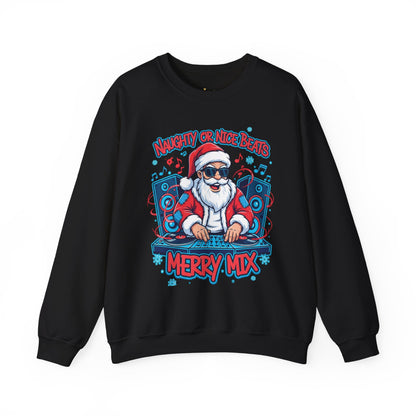DJ Santa Merry Mix Sweatshirt - Naughty or Nice Beats Christmas | Loom Noir