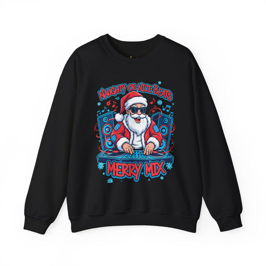 DJ Santa Merry Mix Sweatshirt - Naughty or Nice Beats Christmas | Loom Noir