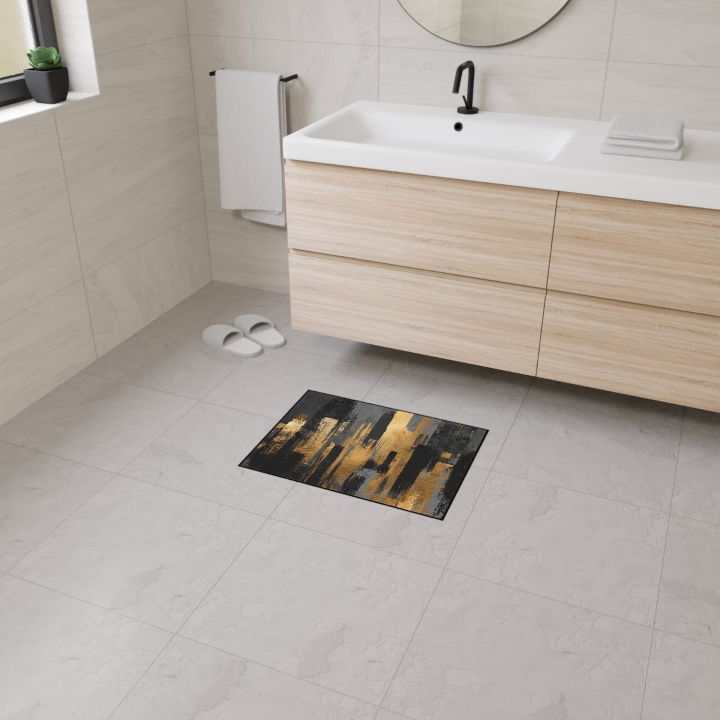 Abstract Industrial Heavy-Duty Floor Mat — Modern Geometric Entrance Rug | Loom Noir